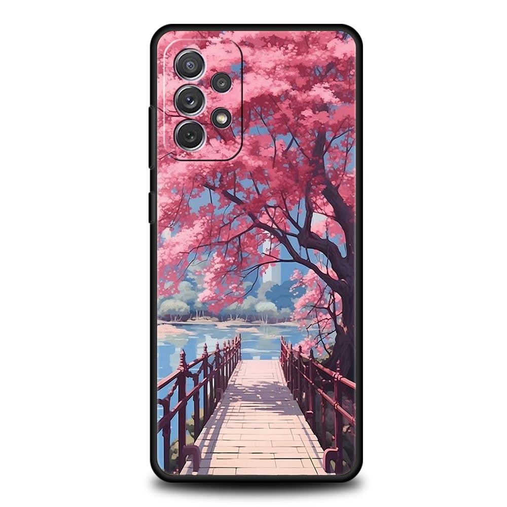 Pink Spring Cherry Blossoms Phone Case For Samsung Galaxy A17 A07 A55 A35 A25 A15 A05 A33 A31 A21s A13 A41 A73 A53 A51 A71 Cover