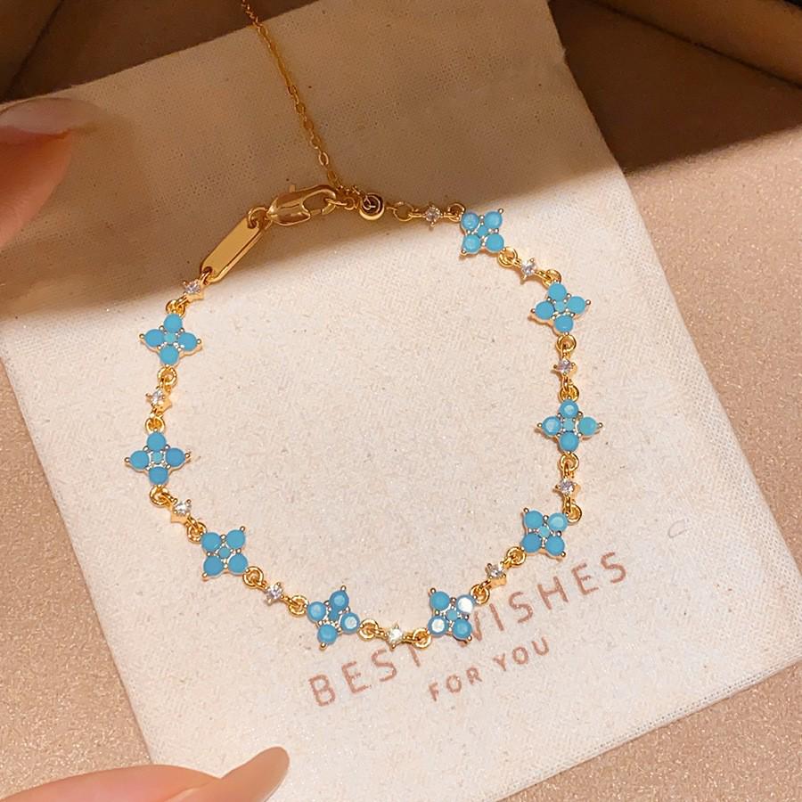 Sea Crystal Zirconia Water Drop Bracelet: Light Luxury Cool Style Jewelry for Women