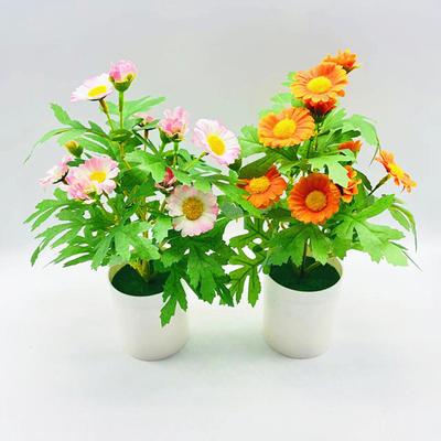Artificial Flower Bonsai Shatterproof UV-resistant Plastic Charming No Trimming Chrysanthemum Artificial Flower Bonsai for Balcony