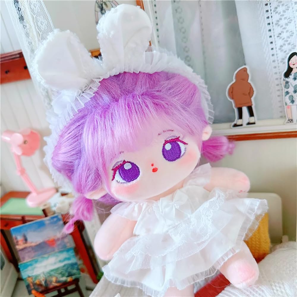 Niannyyhouse 20cm Plush Purple Fried Black No Regular Cotton Toy, Girl, Hair, Hair, Attributes, Body, Doll, Dress-Up (13-Skeleton Included)