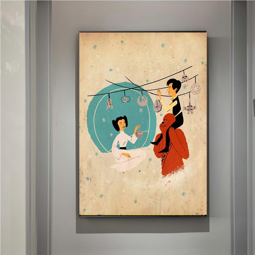 Disney Star Wars Cartoon Christmas Prints Poster Canvas Painting Modern Wall Art Picture For Living Room Bedroom Home Decoration