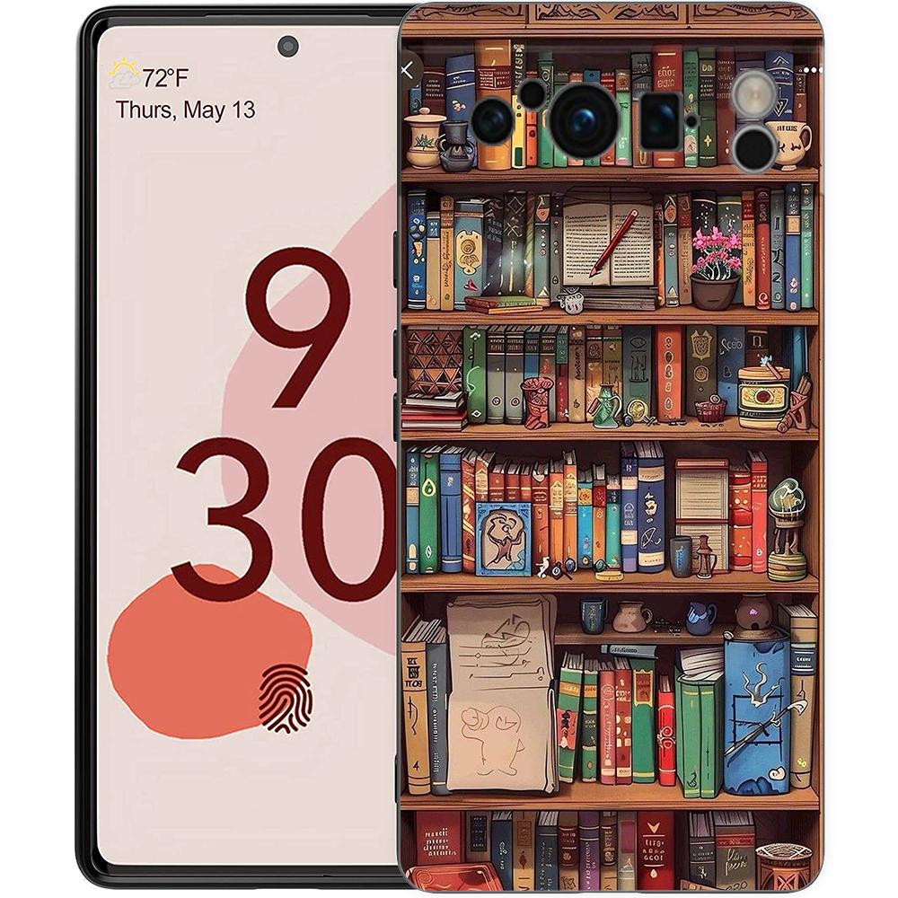 Luxury TPU Phone Case For Google Pixel 9 8 8A 7 7A 6 Pro XL 6A 5G Read Books Illustration Black Soft Back Cover