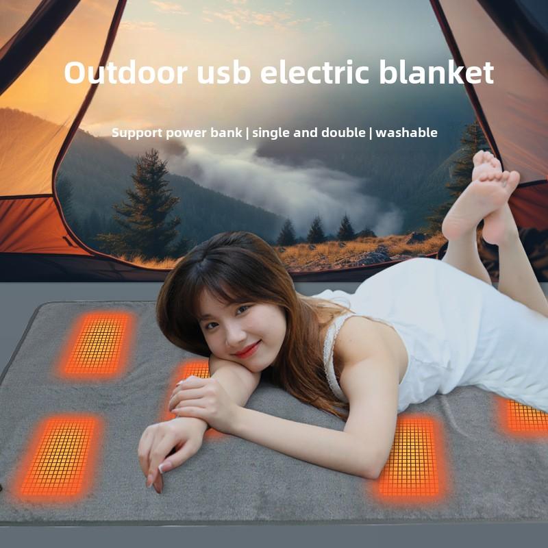 XiaomiUSB Electric Blanket Outdoor 6-zone Plush Thickened Fast Heating Mattress Car Temperature Adjustable Warm Heating Blanket