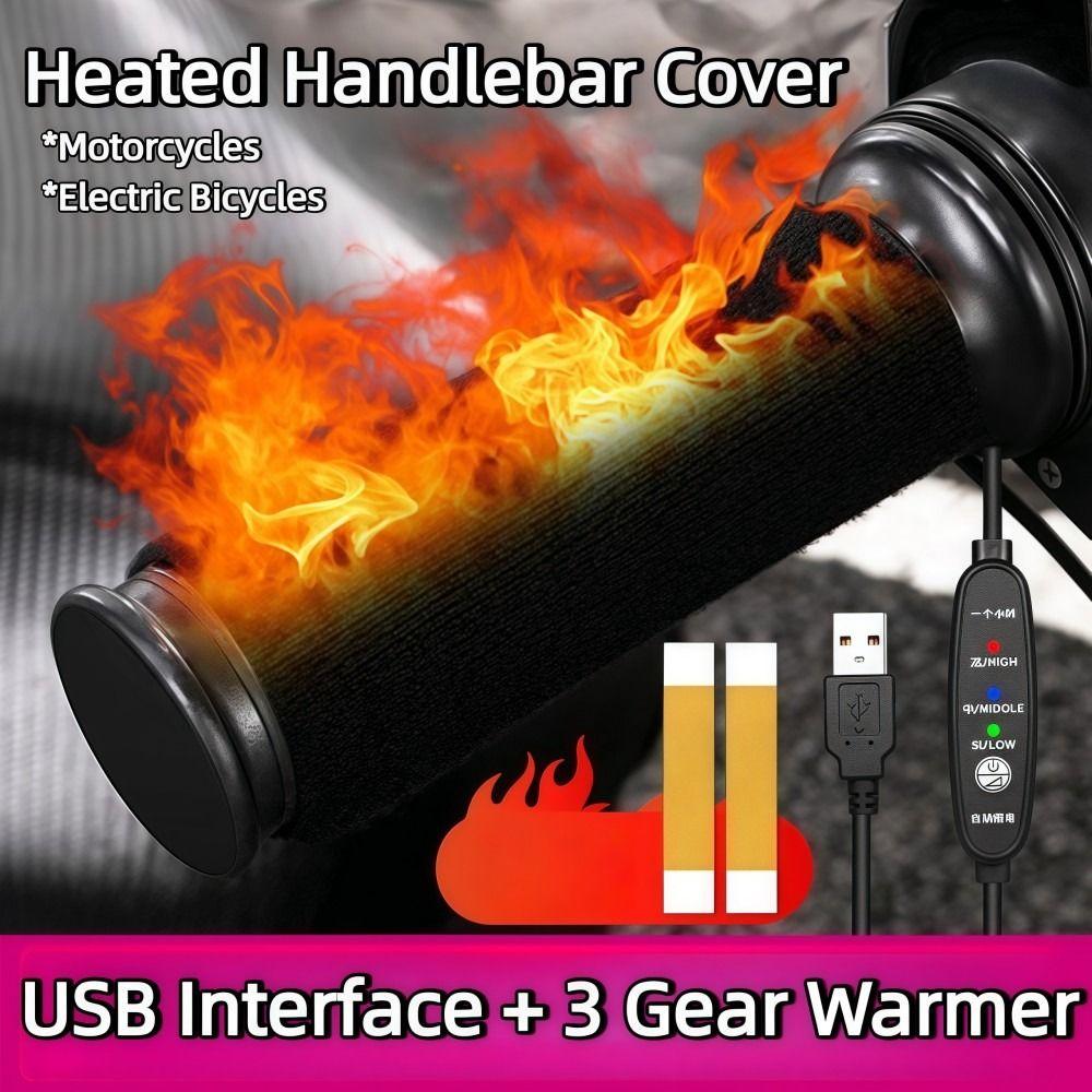3 Gear Warmer Motorcycle Heated Handlebar Cover 5V/2A USB Heated Handgrips  Motorcycle Accessories