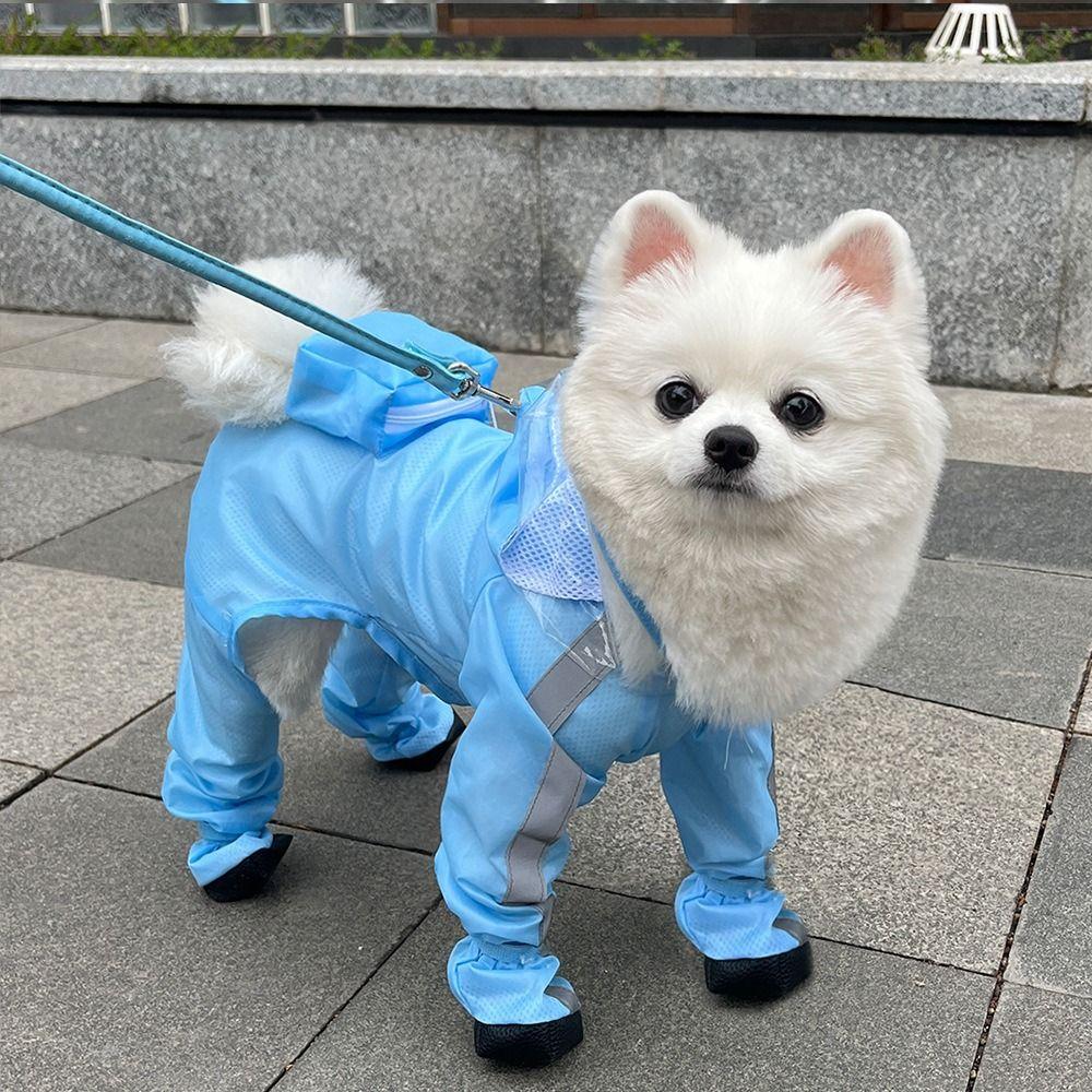 Full-coverage Dog Raincoat Transparent Hood Pet Rain Jacket Cat Rainproof Pet Clothes Outdoor Use