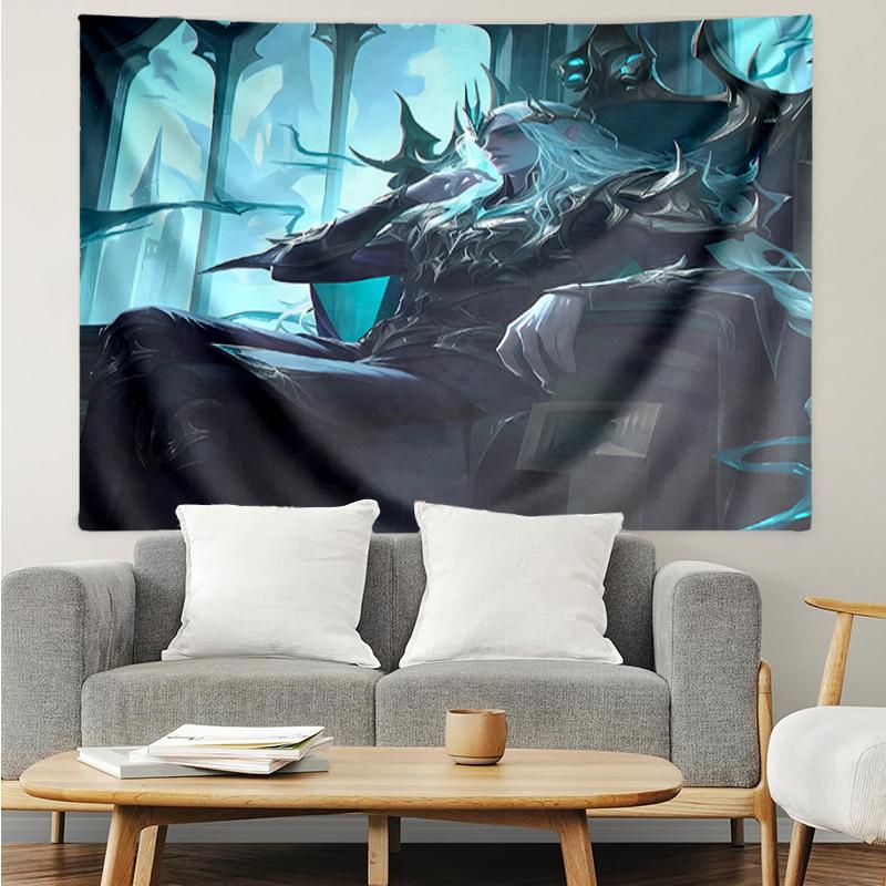 League-of-Legends Print Tapestry, Backdrop, Easy Setup, Ideal for Bedroom, Office & Living Room, with Aesthetic Wall Hanging Decor.