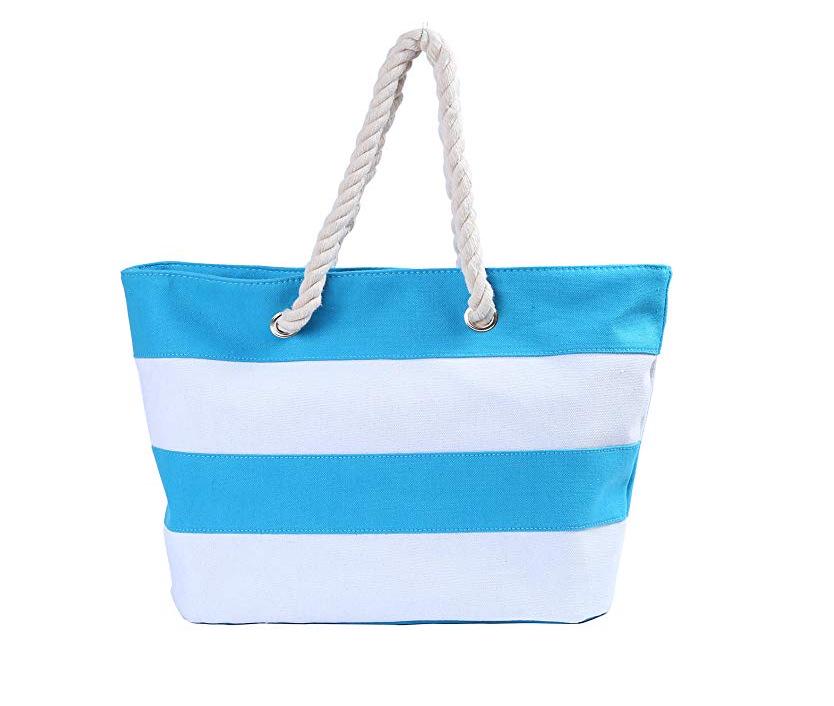 Borsa a Spalla in Corda di Canapa e Tela Super Minimalista Versatile - Ecologica, Design a Strisce da Spiaggia Patchwork