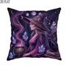 2D Flat 1pc Mystical Witch Pillowcases Violet Throw Pillow Covers One-Sided Printing Without Pillow Inserts Sofa Bed Decor for Living Room Bedroom, Fo