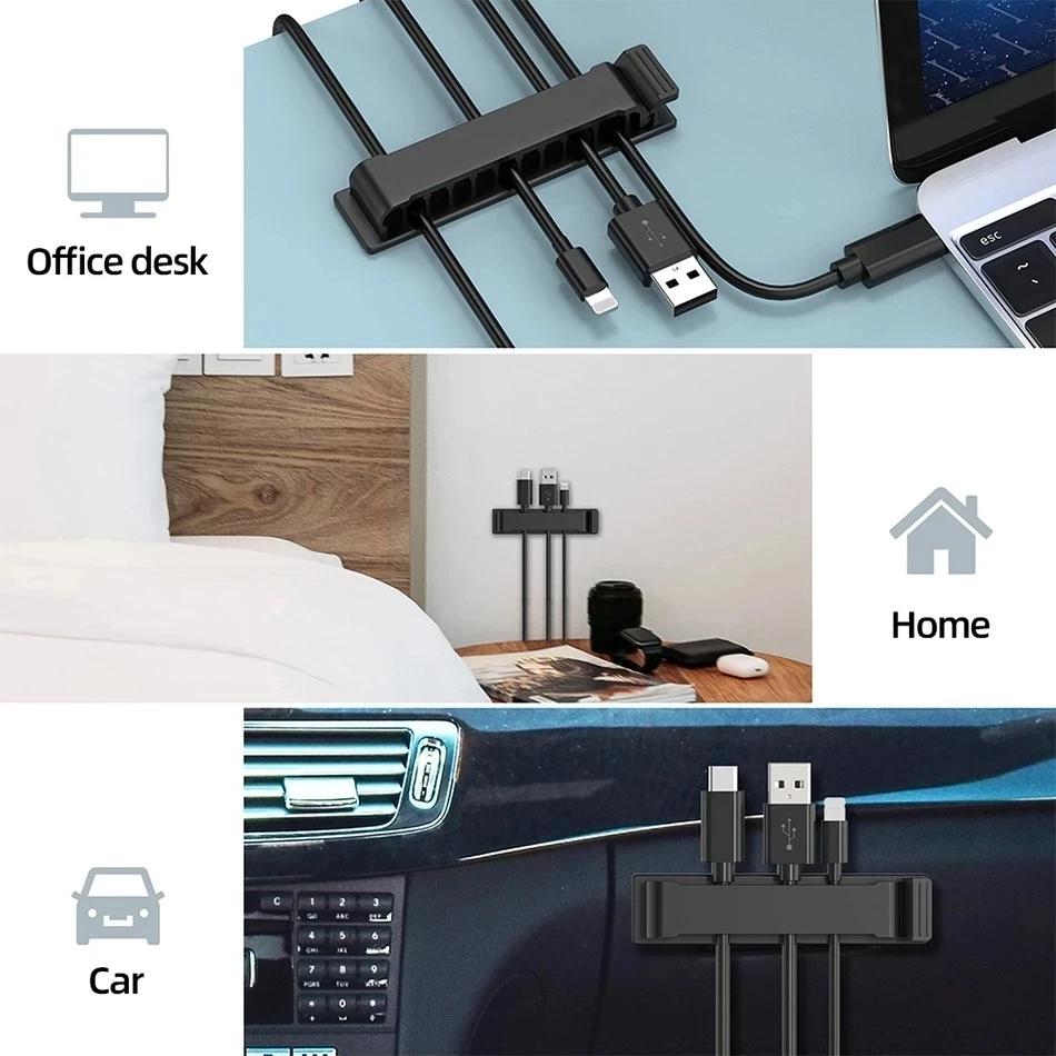 Xiaomi Multipurpose Holes Cable Organizer Clips Wire Winder Cord Management USB Charger Holder For Mouse Keyboard Car Protector Manager