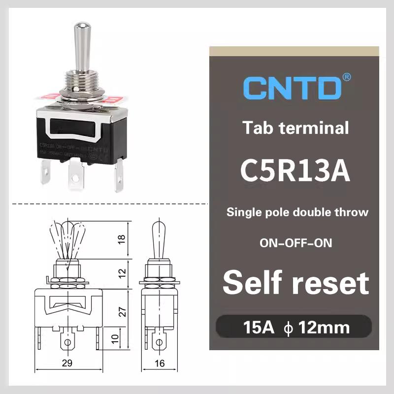 CNTD C5 Toggle Switch Self-locking 15A 250VAC Single Pole Double Pole Switch With Rainproof-cap Switches4