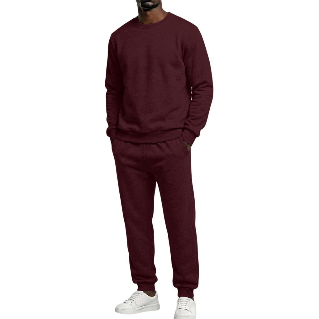 Unisex Sweatsuit Set Casual Loose Fit Neck Sweatshirt and Sweatpants for Men and Women