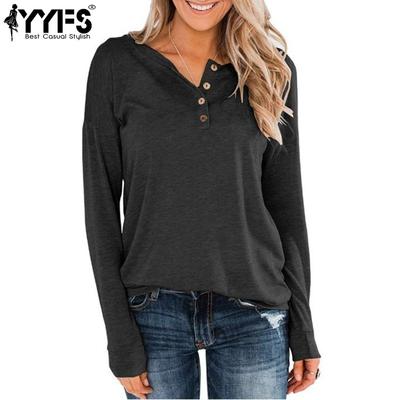 Women's Fashion Casual Spring Autumn Solid Color Print Long Sleeve V-Neck Blouses & Shirts