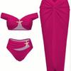 2026 New European and American Starfish Split Swimsuit Long Skirt Three-piece Bikini Women's Huludao Split Swimsuit