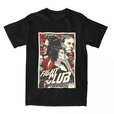 Herren Fight Club Filmposter T-Shirt Reine Baumwollkleidung Vintage Kurzarm Rundhals T-Shirt Grafikbedruckte T-Shirts
