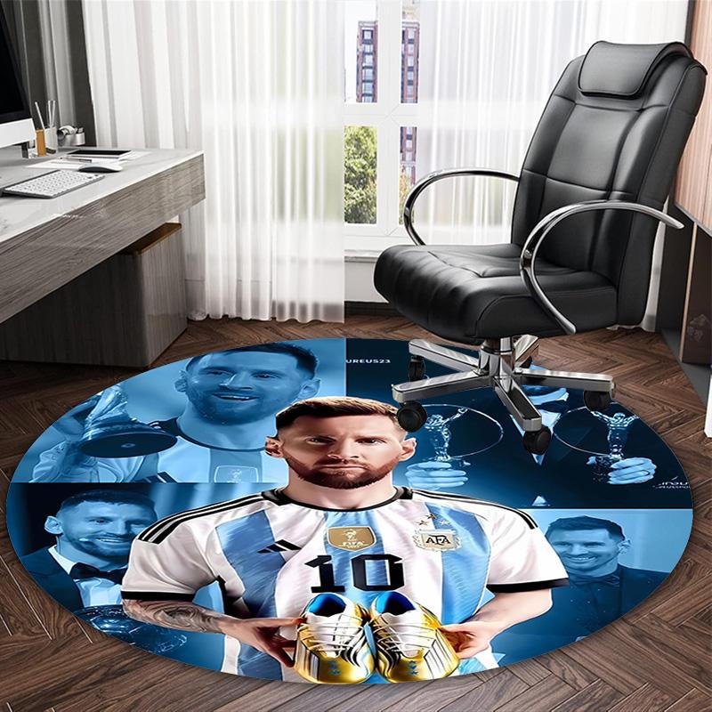 1pc Football Star (2) Print Round Carpet Chair Round Carpet Suitable for Bedroom Living Room Home Decorative Carpet
