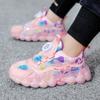 28-39 Children's Plus Size Fashionable Breathable Luminous Mesh Rotating Buckle Casual Sports Shoes Running Shoes