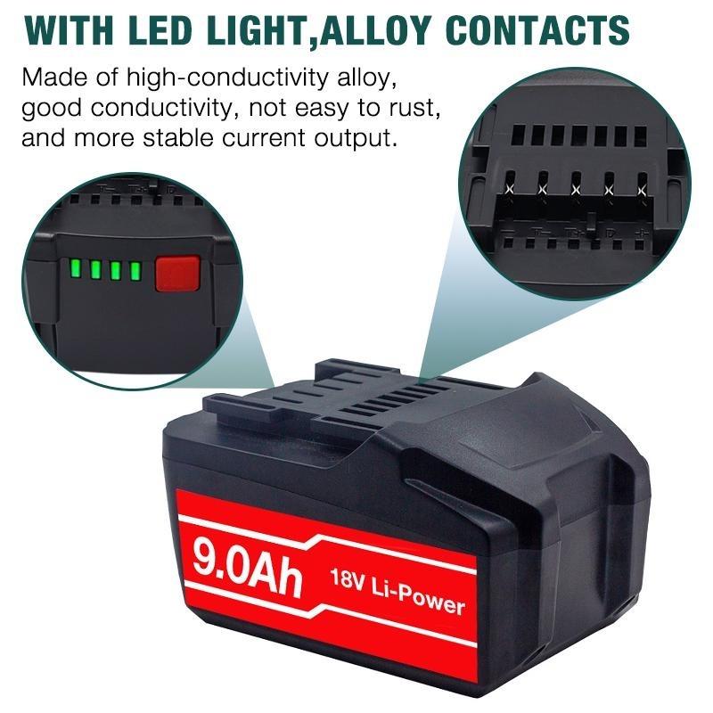 18V 9000mAh Li-ion Replacement Rechargeable Battery for Metabo Cordless Power Tool 625592000 625591000 BSZ18 BS18LT