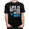 Custom Wifi Router Internet Password Quotes Computer Geek Gift T Shirt for Men Pure Cotton Tshirt Tees Slim Fit Clothing Gift