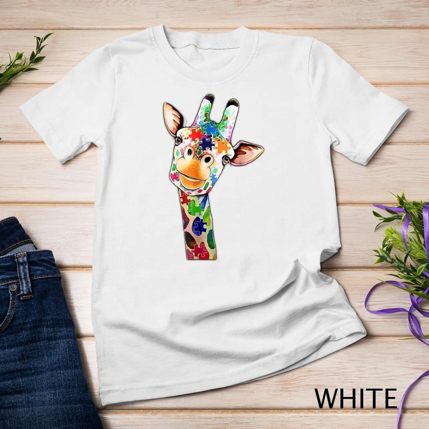 Cute Giraffe Happy Autism Day Awareness and Support T shirt S