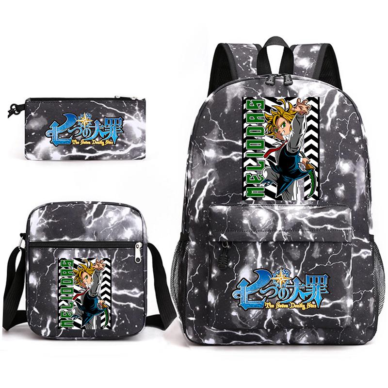 Anime The Seven Deadly Sins School Backpack Set with Shoulder Bag Pencil Case for Kids Teens Daily Bookbag