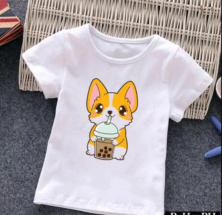 Cartoon Panda Graphic Tees Lovely Kids TShirt Cute Milk Tea Printed Baby Boys Girls Toddler Clothes Hot Sale