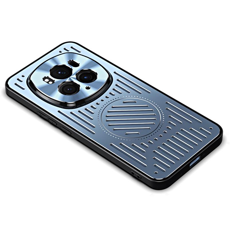 

Для Honor Magic6 Pro 5G Чехол для телефона с теплоотводом Задняя крышка из ТПУ + алюминиевого сплава Blue