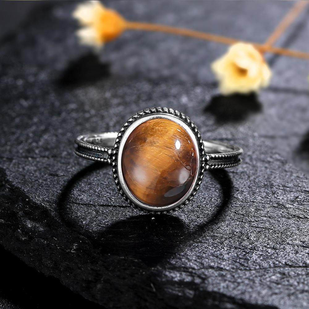 Vintage Simple Oval Natural Amethyst Ring, Luxury CopperFine Jewelry Party Wedding Good Lucky Gift  Dropshipping