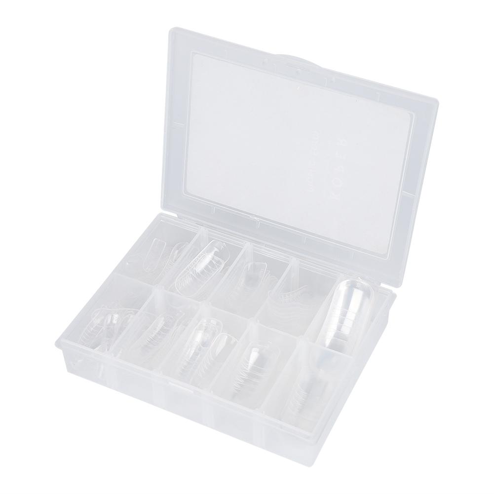 140pcs Dual System Form Extension False Nail Tips Nail Art Tips UV Gel DIY 12 Sizes with Lines