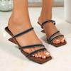 Fashion New Summer Women's Fashion High Heels Sandals Square Toe Wine Glass Heeled Dress Shoes Woman Comfort Slip On Thin Strap Sandals