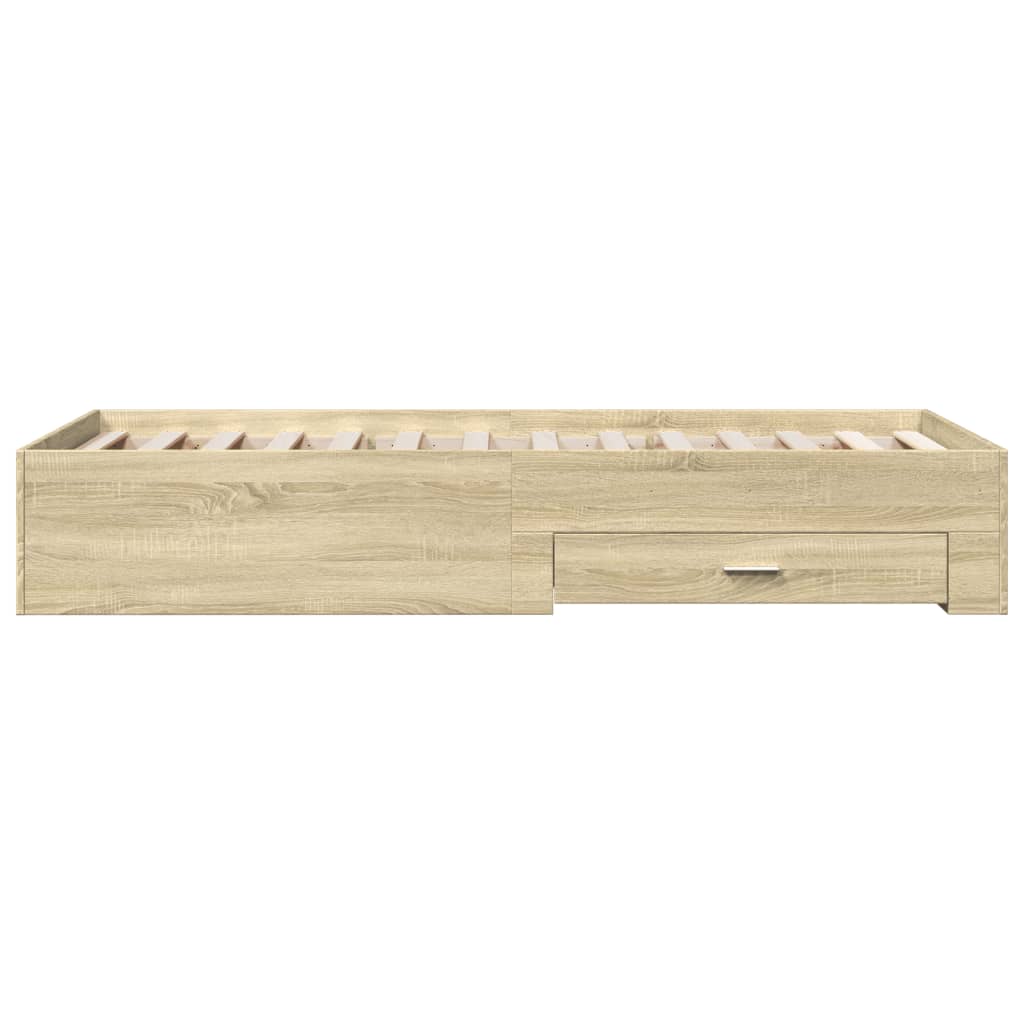Bed Frame with Drawers Sonoma Oak 75 x 190 cm Engineered Wood