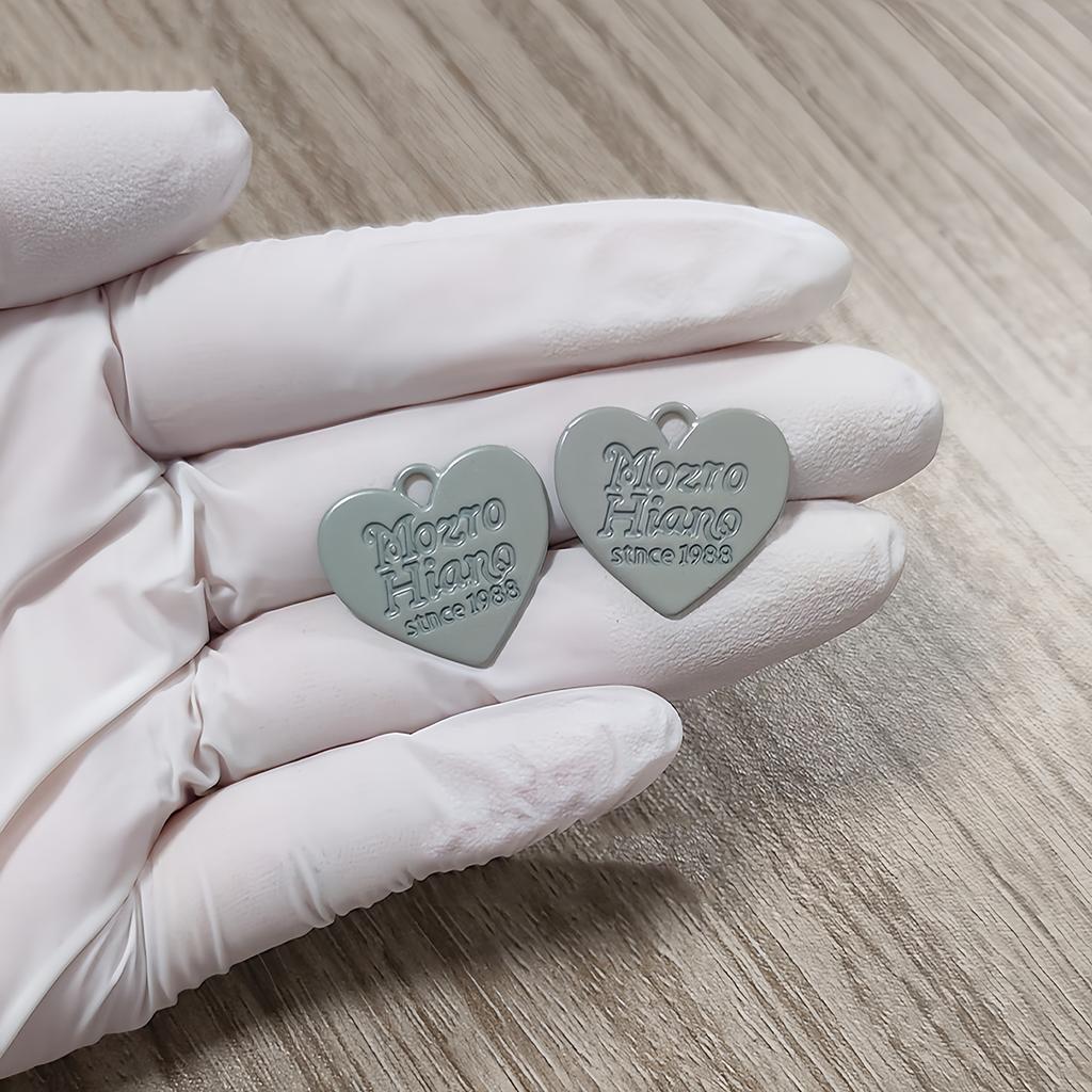 10Pcs Metal Heart Pendants Charms Dog Tags Candy Color for Bracelet Earrings Necklace DIY Jewelry Making Accessories Supplies