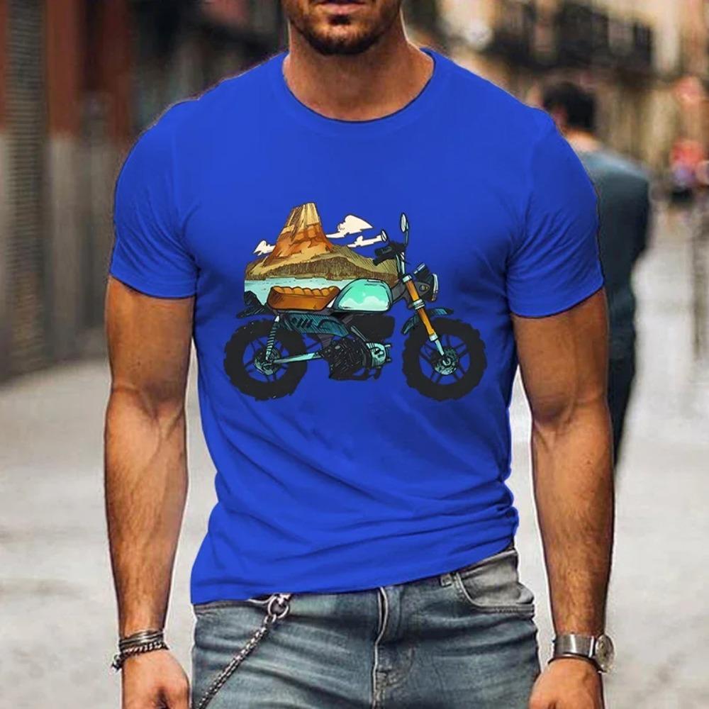 Mountain Motorcycle Print Men T-shirts Funny Style Tshirts Women Men Brand T Shirt Harajuku Fashion Motorcycle Loose Male Shirt