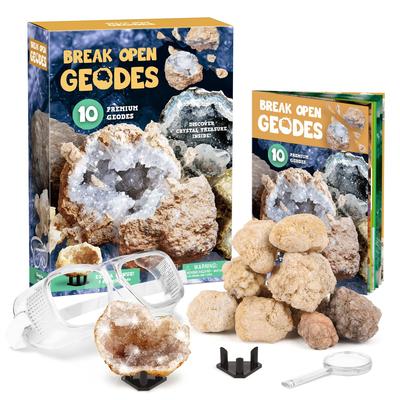 XXTOYS Crystal Geode Christmas Gift Cracking Break It Yourself Mineral Excavation Natural Stone Geode Set of 10 - - - - - -