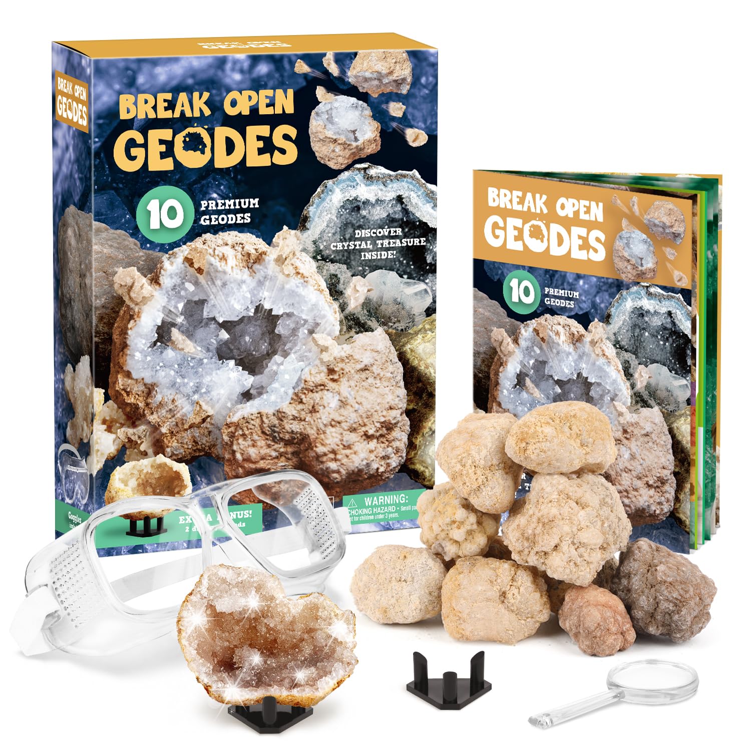 

XXTOYS Crystal Geode Christmas Gift Cracking Break it yourself Mineral Excavation Natural Stone Geode Set of 10 - - - - - -