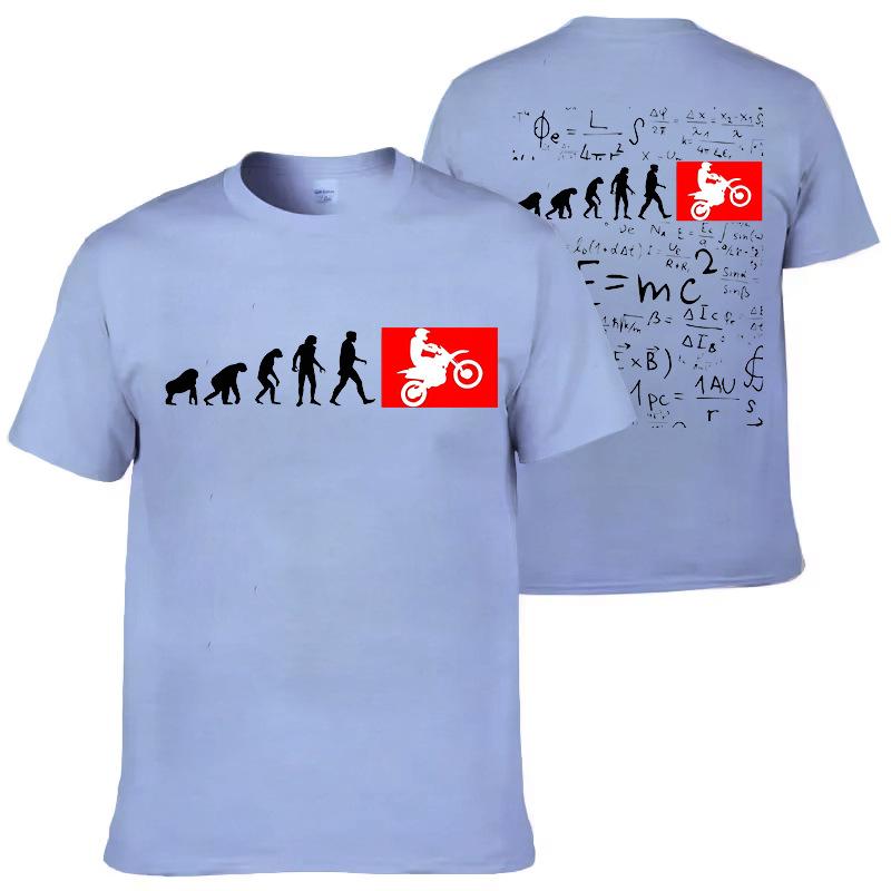 Human Evolution Motocross Round Neck Printed Short Sleeve T-Shirt Loose Comfortable Modal Top for Casual Wear