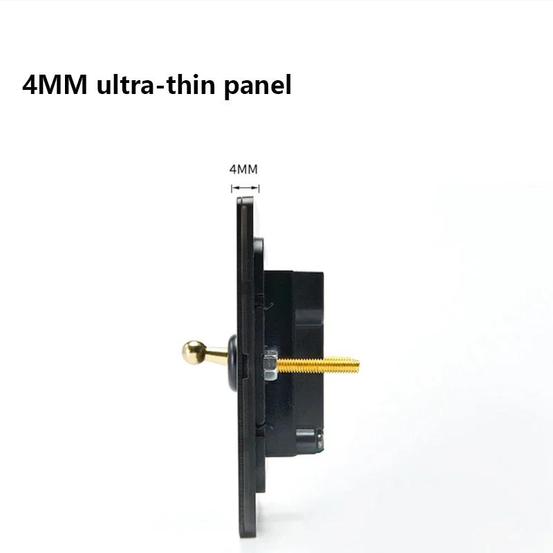 86 Type Retro Switch 1-4 Gang 2 Way Wall Light Brass Lever Toggle Switch Black Matte Stainless Steel Panel EU FR Power Outlet