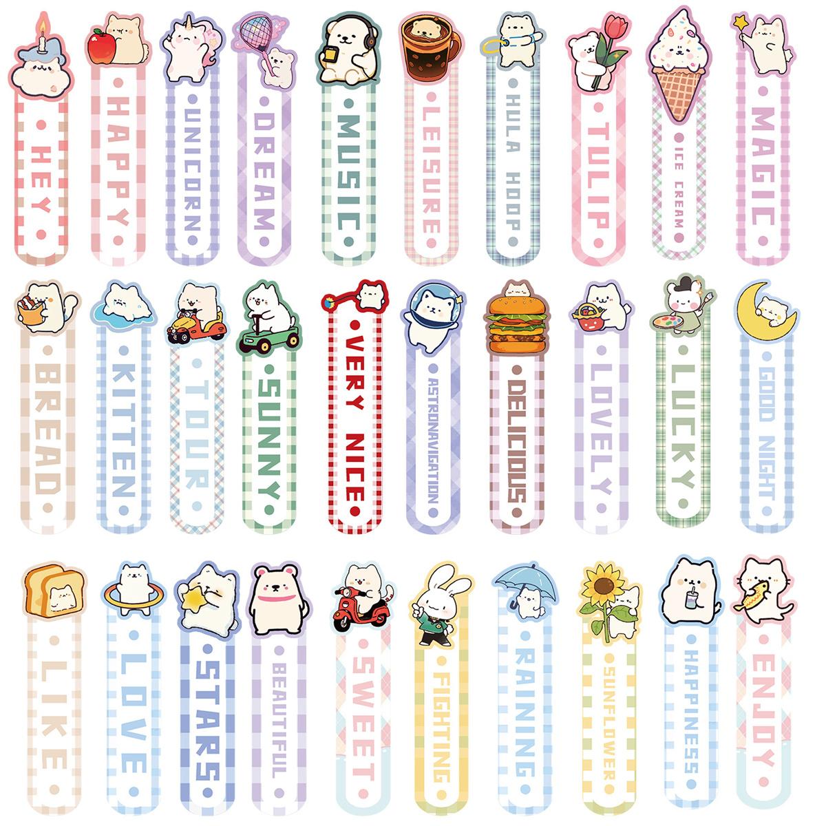 

30 шт. закладок с героями мультфильмов, милые креативные закладки для чтения из бумаги для самостоятельного украшения бумажных книг и маркеров для чтения 30pcs/pack