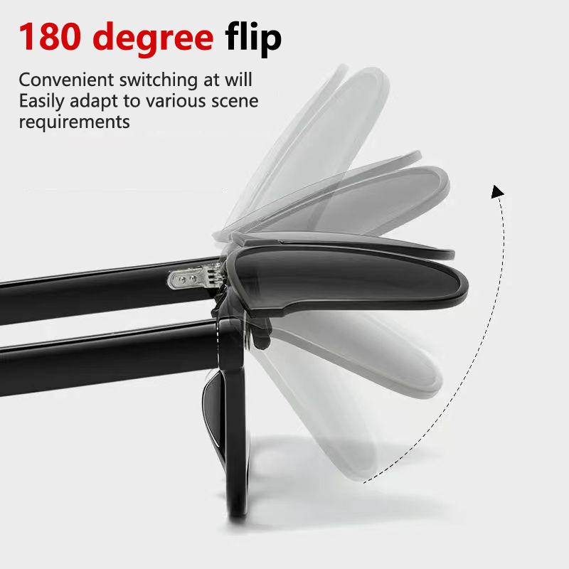 Men Photochromic Polarized Lens Flip Up Clip On Sunglasses Women Driving Sun Glasses With Clips