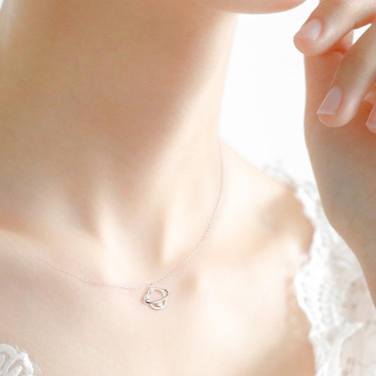 Cosmic Planet S925 Silver-Plated Clavicle Necklace: Trendy Korean Diamond-Inlaid Simple Short Necklace for Women