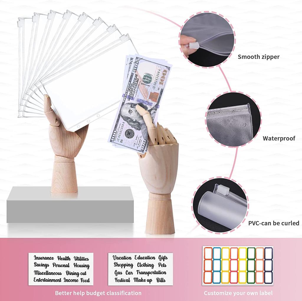 A6 Money Saving Organizer PU Leather Budget Binder Marble Notebook Budgets Planner  Envelope Office School Supplies