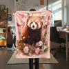 Pink Red Panda pattern Flannel Blanket, High quality Comfortable for All Seasons, Home Decor, Warmth and Comfort, Perfect for Gifts.