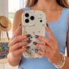 Full Rhinestone Pomeranian Wavy Edge Phone Case For iPhone 17 16 15 14 13 12 11 8 7 Plus Pro Max Bling Dog Bumper Cover