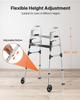 Folding Walker, 2-Button Foldable Walker with Solid Wheels & 8-Level Adjustable Height, 159KG Loading Lightweight Aluminum Mobility Walking Aid,