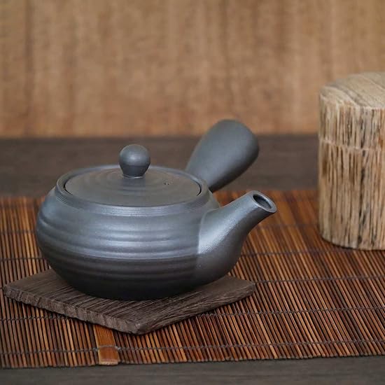 Suzuki Banko-yaki Kyusu (Teapot) 1.5-gou, Approx. 330ml, for 1-2 People, Yougan (Lava) Black, Made I