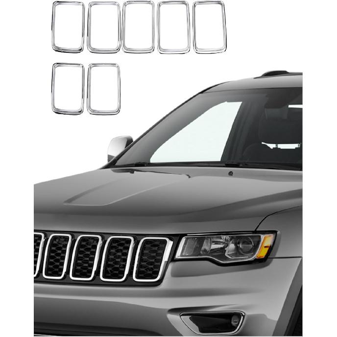 for Grand Cherokee Chrome Grill Inserts Front Grille Mesh no Mesh Cover Guard for 2014-2016 Jeep Grand Cherokee Clip-on Grille Accessories