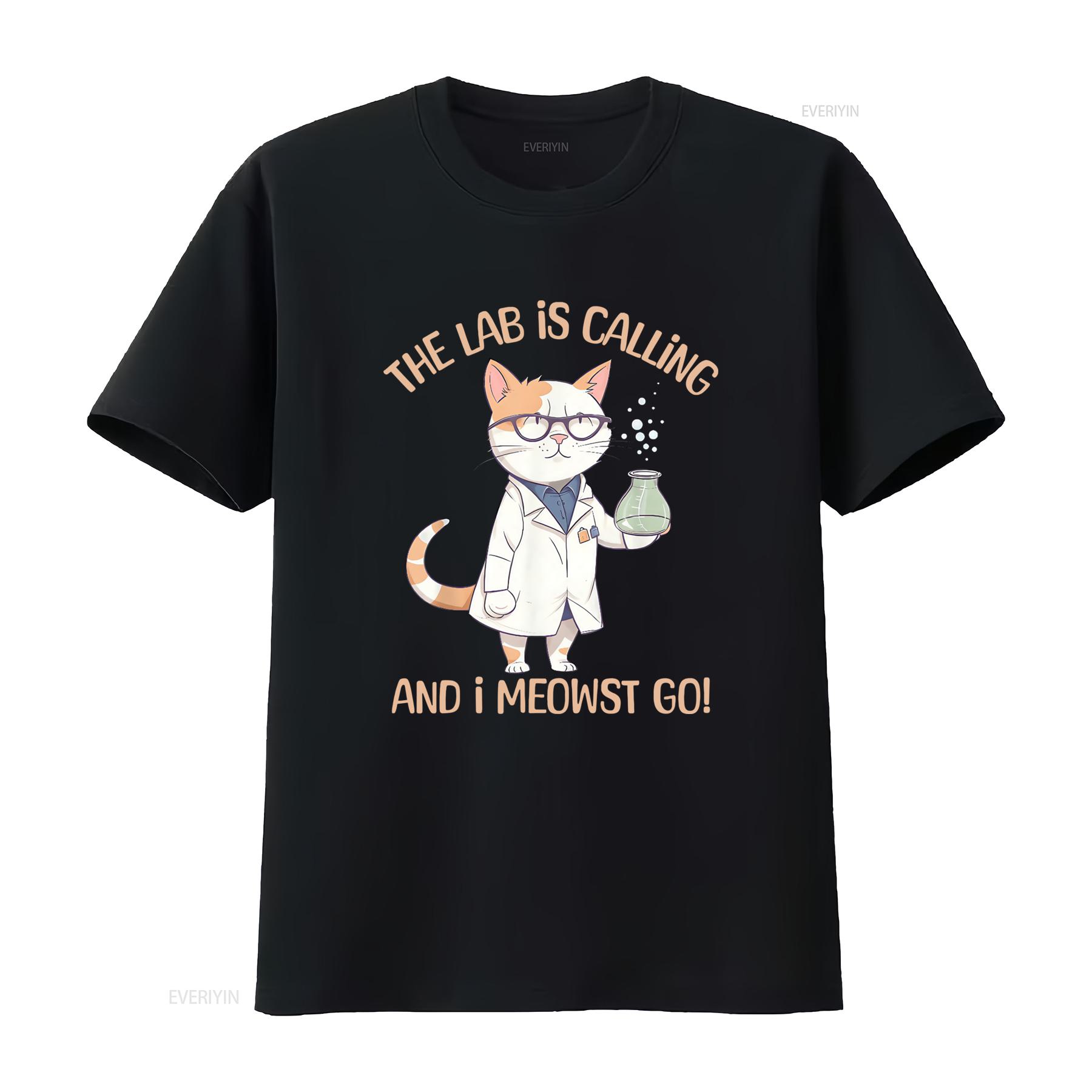 

Funny Science Cat T Shirt The Lab is Calling And I Meowst Go Perfect for Women Chemists Microbiologists Beaker Design vintage 4XL