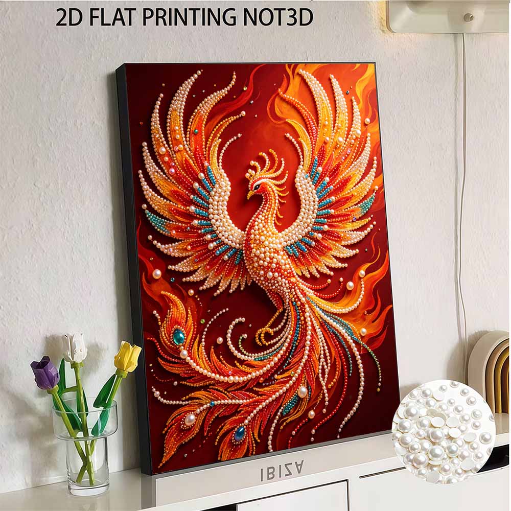5D DIY Pearl Diamond Painting Kit Majestic Phoenix Full Drill Embroidery Mosaic Art Home Wall Decor Gift