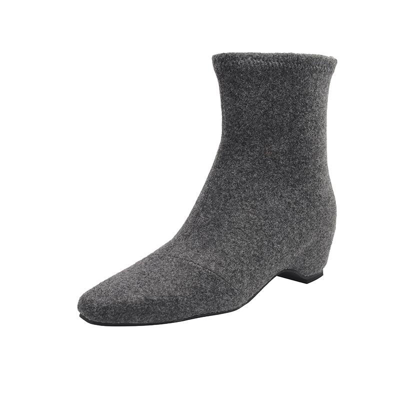 Winter Autumn Fashion Pointed Toe Ladies Ankle Boots Female Height Increasing Shoes Flock Women Short Boots With Fur Shoes