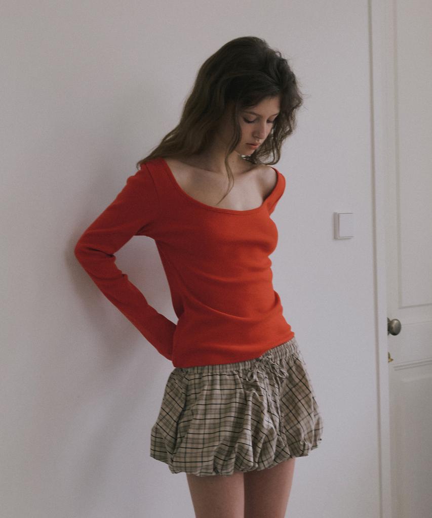 Obeodyupeulleeo Balloon Micro Mini Skirt_Beige Check