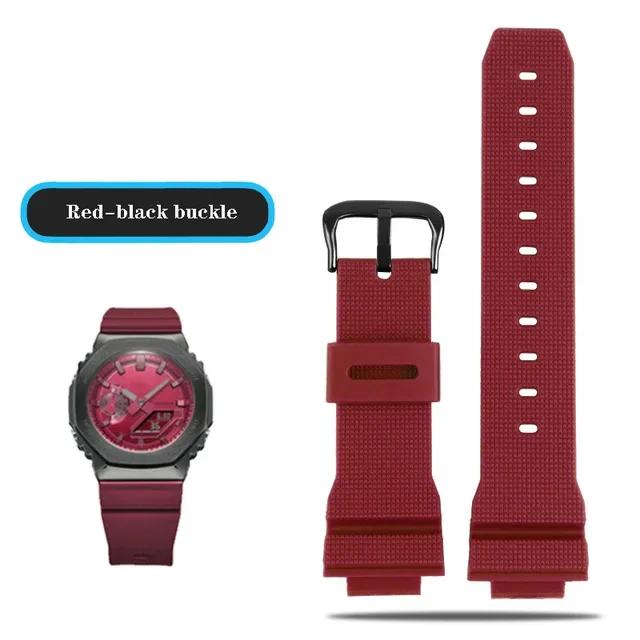 

Ремінці для годинників Casio G-Shock GM-2100 GM-S2100 GA-2100 GM-5600/GA5600 силіконові чоловічі спортивні водонепроникні аксесуари для годинника ремінець 16mm червоний колір чорний